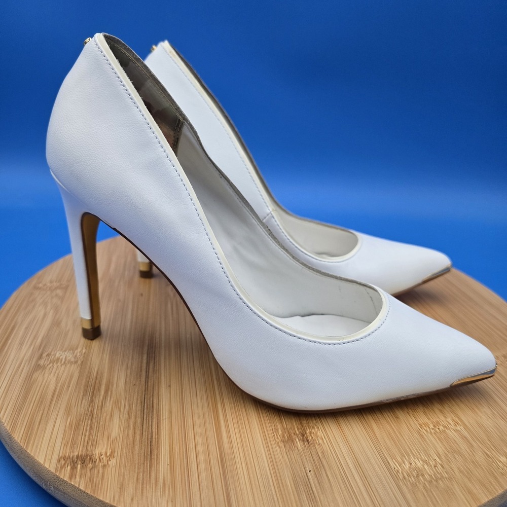 Ted Baker White Heels with Gold Accents